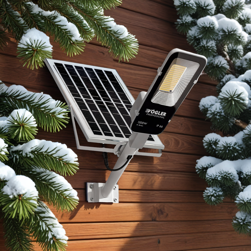 Võimas päikeseenergial töötav lamp, hämardusandur, kaugjuhtimispult, Vögler Professional 1500W