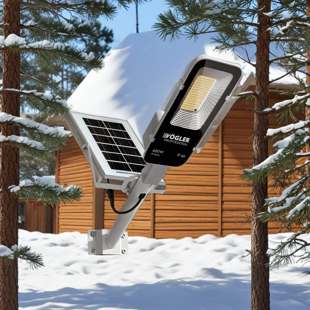 Võimas päikeseenergial töötav lamp, hämardusandur, kaugjuhtimispult, Vögler Professional 600W