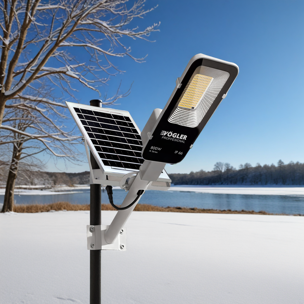 Võimas päikeseenergial töötav lamp, hämardusandur, kaugjuhtimispult, Vögler Professional 800W