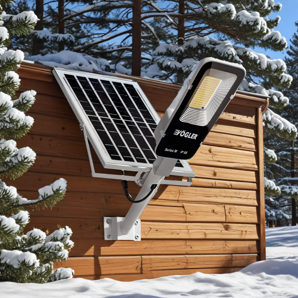 Võimas päikeseenergial töötav valgustus, hämardusandur, kaugjuhtimispult, Vögler Series M 2000W