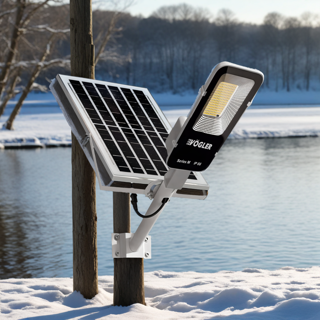 Võimas päikeseenergial töötav valgustus, hämardusandur, kaugjuhtimispult, Vögler Series M 2000W